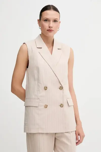 Vesta s příměsí lnu United Colors of Benetton béžová barva, 29KBDJ00W