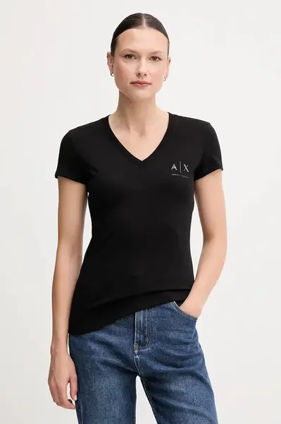 Bavlněné tričko Armani Exchange dámské, černá barva, XW000521 AF10359