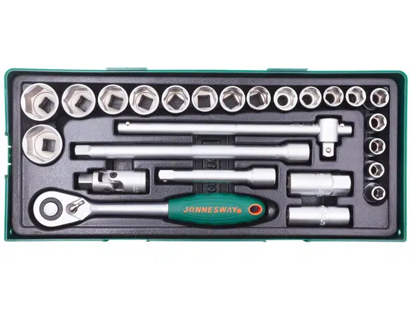 Gola sada 1/2", 6hranné hlavice, 10-32 mm, 25 kusů v kazetě - JONNESWAY S04H4125SP