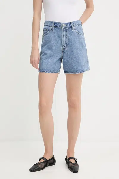 Džínové šortky Levi's dámské, modrá barva, high waist, 003KI