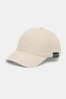 Bavlněná baseballová čepice EA7 Emporio Armani béžová barva, s aplikací, AF11989.7X000047