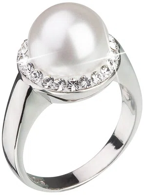 Evolution Group - Pavona Stříbrný perlový prsten s krystaly Swarovski London Style 35021.1 52 mm