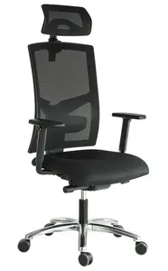 ALBA kancelářská židle GAME ŠÉF, TB-synchro s opěrkou hlavy, ČERNÁ, hliníkový kříž, černá