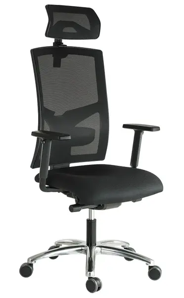 ALBA kancelářská židle GAME ŠÉF, TB-synchro S PODHLAVNÍKEM, ČERNÁ SKLADOVÁ, hliníkový kříž, látka sedáku Bondai