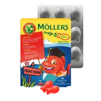 MÖLLERS Omega 3 Želé rybičky malinová příchuť, žvýkací želé tablety 45 ks