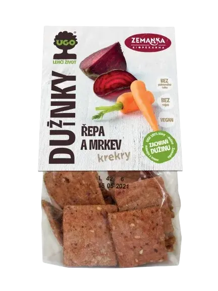 ZEMANKA UGO Slané krekry s dužinou z červené řepy a mrkve 100 g