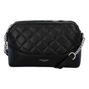 Módní prošívaná dámská koženková crossbody Freay, černá