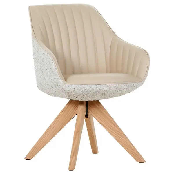 home24 ŽIDLE S PODRUČKAMI, žinylka, vzhled kůže, barvy dubu, béžová