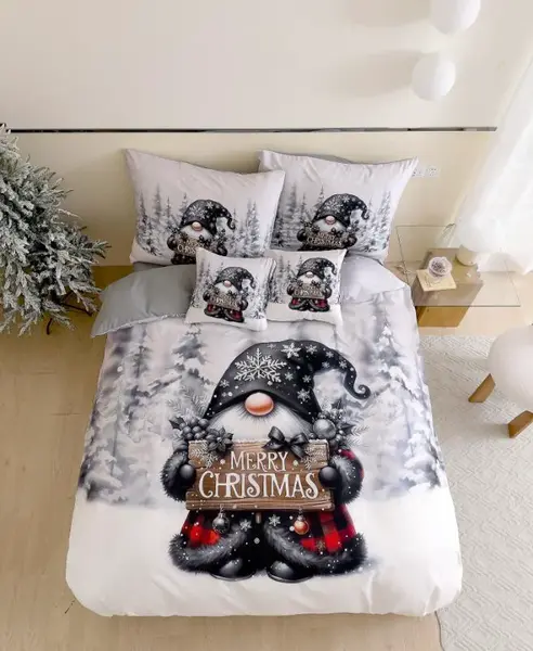 3D mikroflanelové povlečení JOLLY GNOME bílé + povlak na polštářek 40 x 50 cm zdarma Rozměr povlečení: 70 x 90 cm | 140 x 200 cm