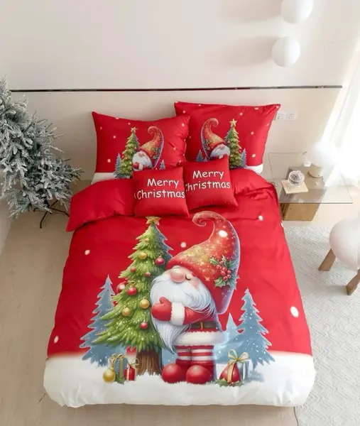 3D mikroflanelové obliečky GNOME DREAMS červené + obliečka na vankúšik 40x50 cm zdarma Rozmer obliečky: 70 x 90 cm | 140 x 200 cm