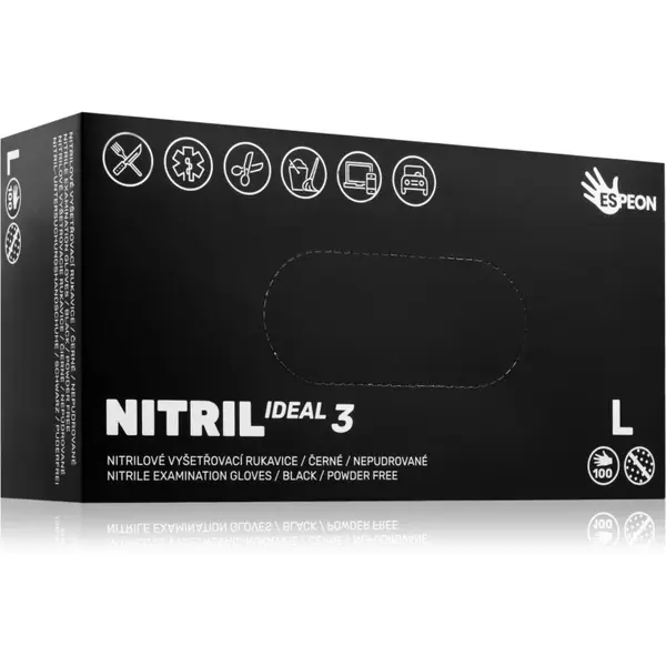 Espeon Nitril Ideal3 Black nitrilové nepudrované rukavice veľkosť L 100 ks