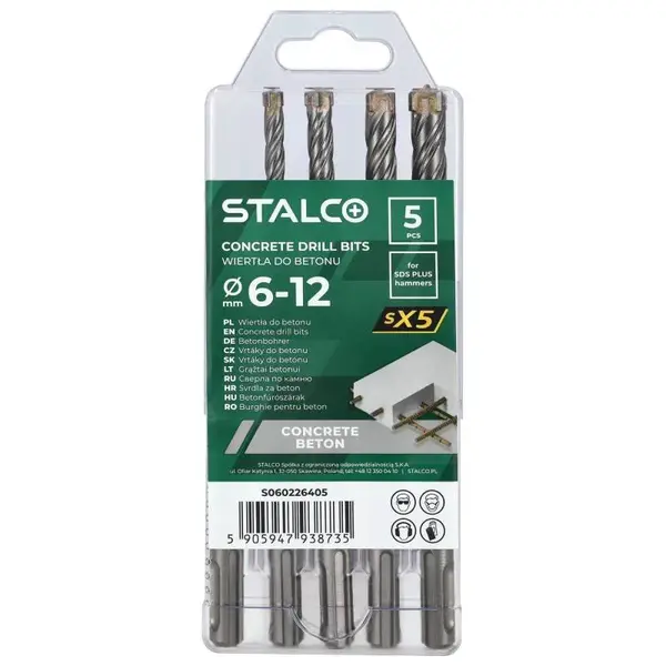Sada vrtáků do betonu, SX5 6,0-12,0 mm, STALCO, set.5 ks