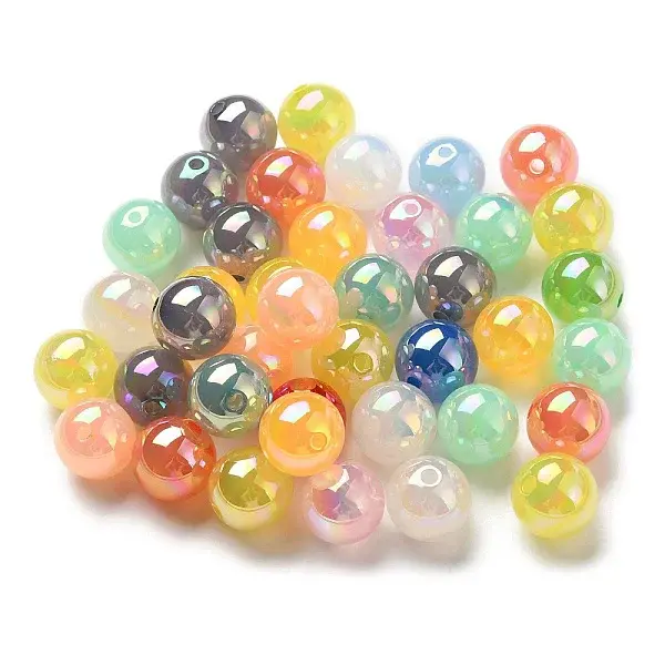 UV Plating Opaque Iridescent Acrylic Beads