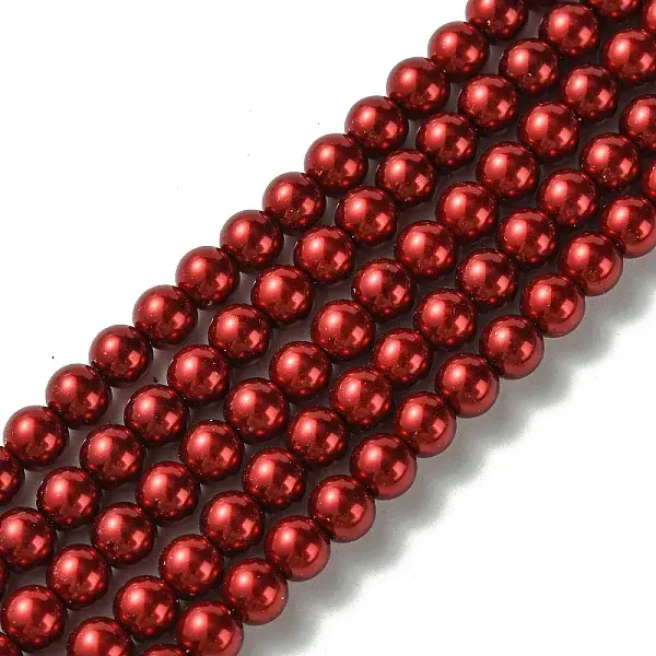 Eco-Friendly Dyed Glass Pearl Round Beads Strands
