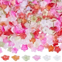 360Pcs 6 Colors Two-tone Opaque Acrylic Bead Caps