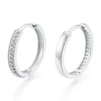 Clear Cubic Zirconia Hinged Hoop Earrings