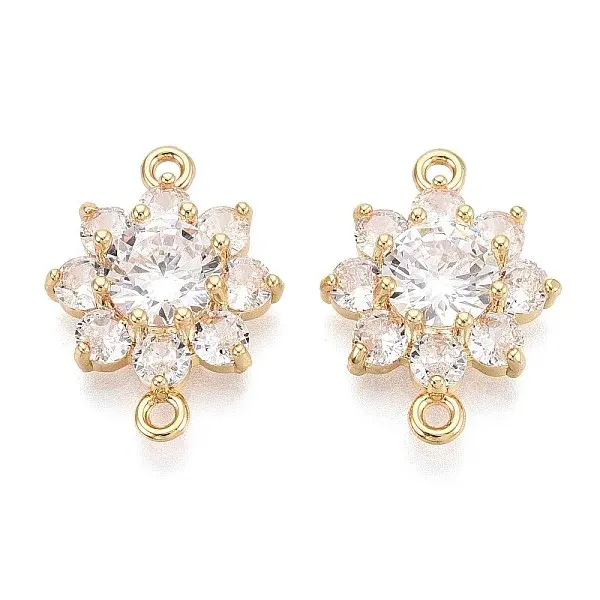 Brass Pave Clear Cubic Zirconia Connector Charms