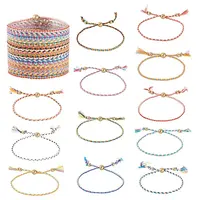 24Pcs 12 Colors Bohemian Braided Polyester Cord Bracelet Making