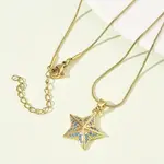 304 Stainless Steel Micro Pave Sky Blue Cubic Zirconia Pendant Necklaces for Women