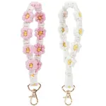 2Pcs 2 Colors Flower Cotton Keychain