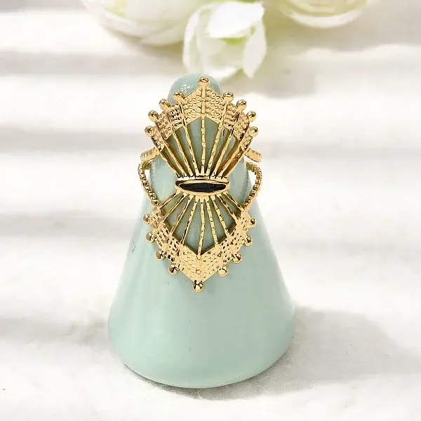 Hollow Fan 304 Stainless Steel Open Cuff Rings for Women