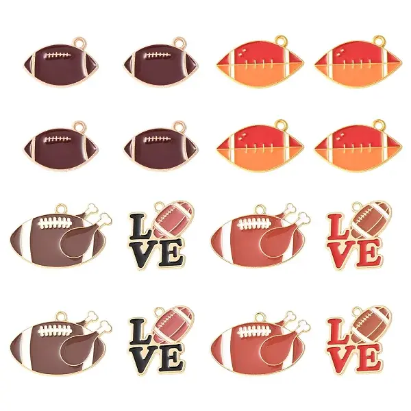 16Pcs 6 Styles Alloy Enamel Pendants