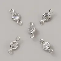 Brass Pave Clear Cubic Zirconia Connector Charms
