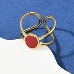 Oval 304 Stainless Steel Enamel Cuff Rings for Women