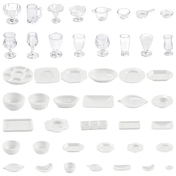 2Sets DIY Plastic Miniature Tableware Plate Dishes Set