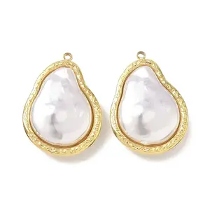 304 Stainless Steel with ABS Plastic Pearl Pendants