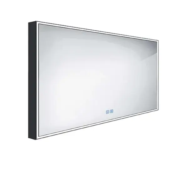 Nimco Zrcadla - Zrcadlo s LED osvětlením, 140x70 cm, dotykový senzor, matná černá ZPC 13008VX-90