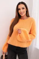 Kesi Włoski Dámský svetr z mohairu s nafouknutými rukávy meruňková