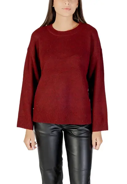 Dámský bordó svetr s kulatým výstřihem