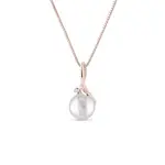 Náhrdelník se sladkovodní perlou a briliantem v růžovém zlatě KLENOTA