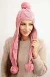 Dámská zimní čepice s bambulkami Kesi K448 růžová