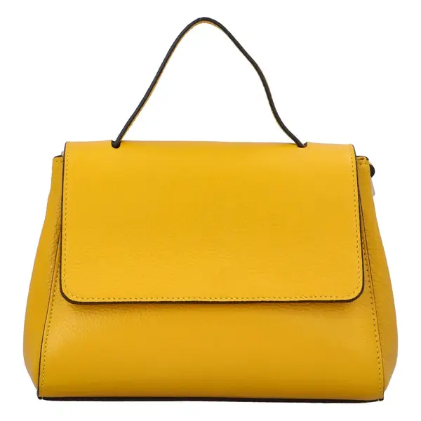 Dámská kožená kabelka do ruky žlutá - ItalY Fatismy