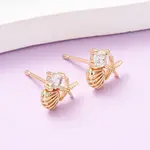 Starfish with Shell Shape Brass Micro Pave Clear Cubic Zirconia Stud Earrings