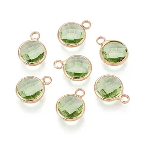 Golden Tone Brass Glass Charms