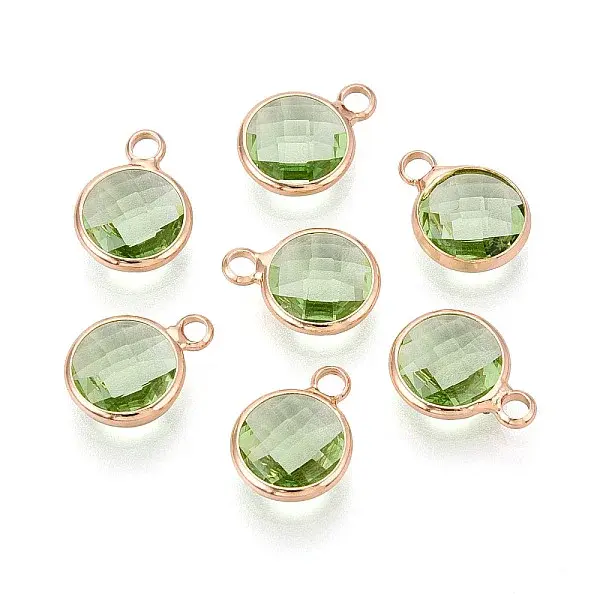 Golden Tone Brass Glass Charms