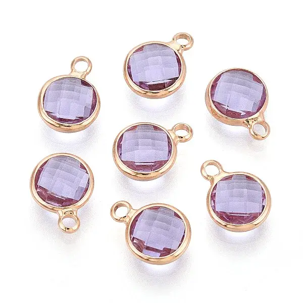 Golden Tone Brass Glass Charms