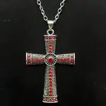 Platinum Alloy Rhinestone Cross Pendant Necklaces