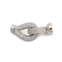 Brass Micro Pave Clear Cubic Zirconia Fold Over Clasps