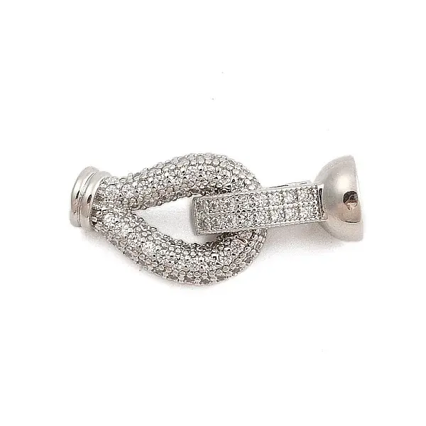 Brass Micro Pave Clear Cubic Zirconia Fold Over Clasps