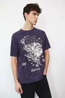 Bavlněné tričko Medicine pánské, fialová barva, s potiskem