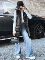 Dámská černá prošívaná vesta s kapucí