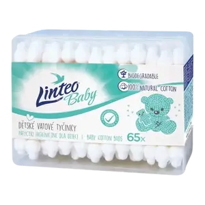 LINTEO Baby Papírové vatové tyčinky box 65 ks