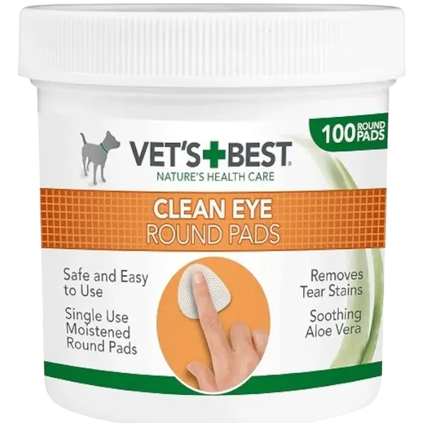 VET´S BEST Clean Eye Round Pads, Čistící utěrka na okolí oči pro psy 100 ks