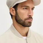 Lněná bekovka BOSS BECKHAM X BOSS béžová barva, 50549127