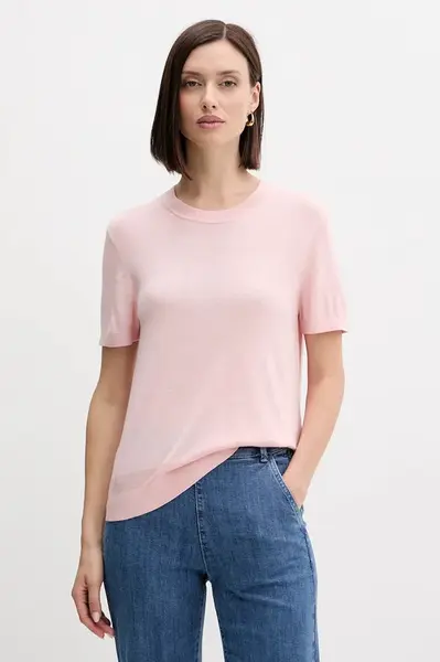 Hedvábné tričko United Colors of Benetton růžová barva, 1ZRED10BK