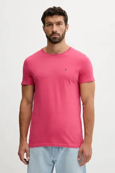 Bavlněné tričko Tommy Jeans pánské, bílá barva, DM0DM04411